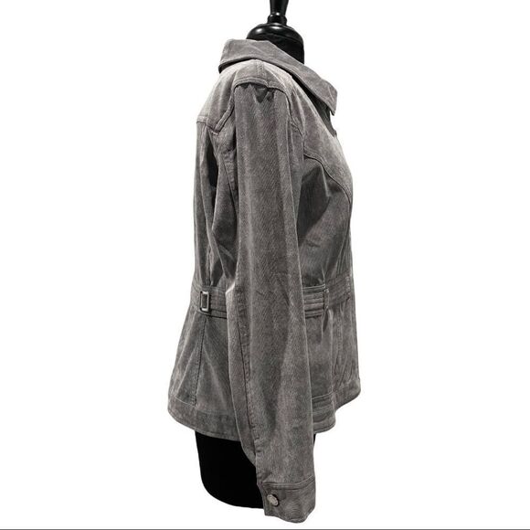 CHRISTOPHER & banks gray corduroy jean jacket style jacket sz M - Picture 5 of 12